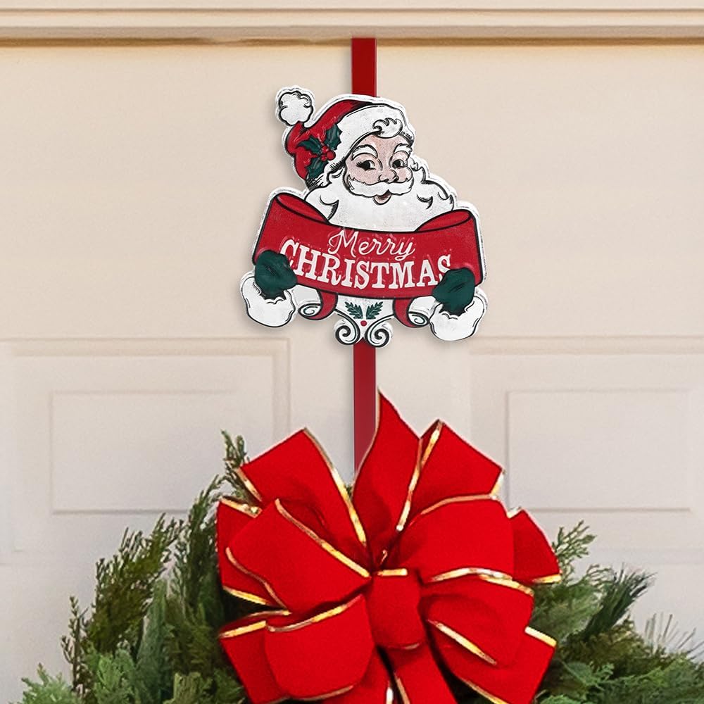 All Chic Christmas Wreath Hanger for Front Door with Santa Hook