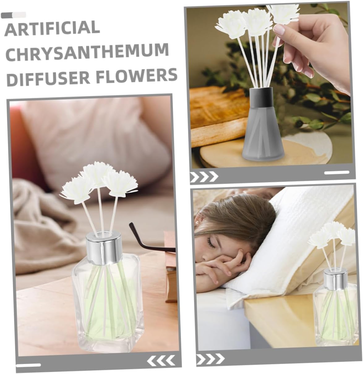 15pcs Faux Chrysanthemum Diffuser Reeds for Aromatherapy