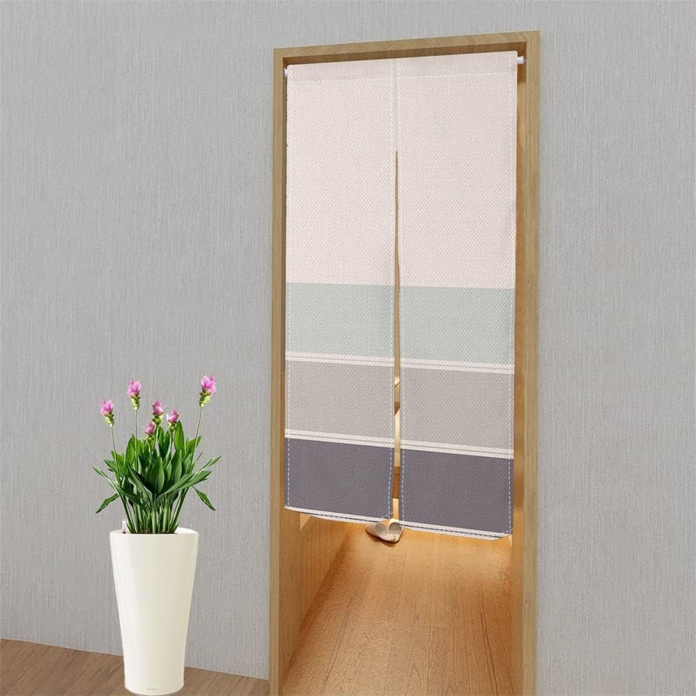 Leowefowa Japanese Noren Door Curtain 335 x 59 Blue Grey Black