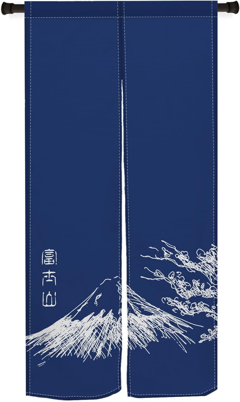 Japanese Style Noren Door Curtain with Mount Fuji Print