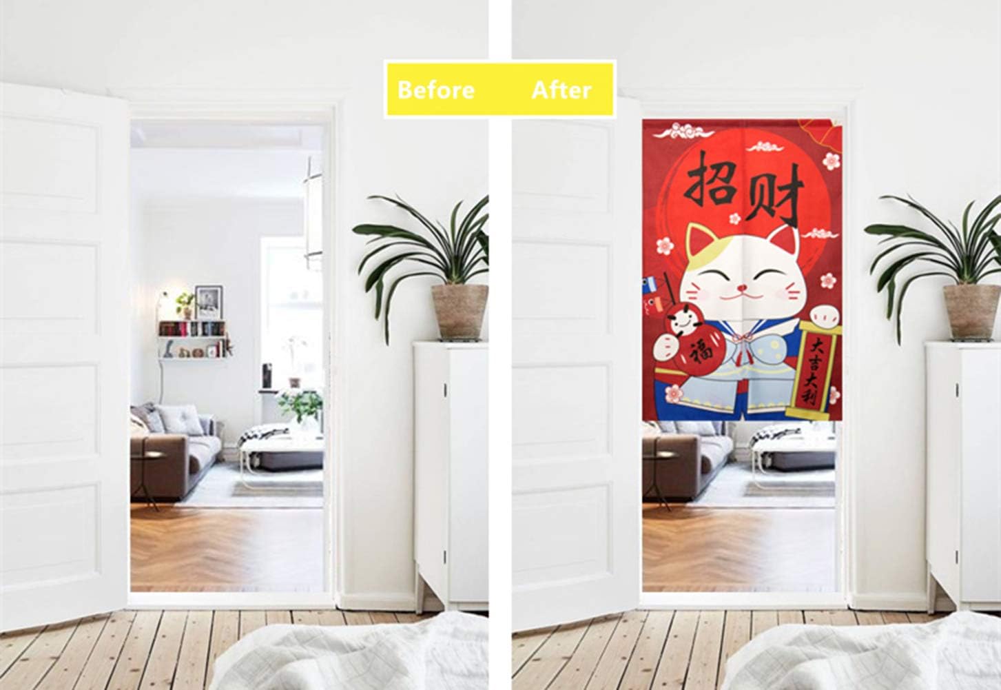 BAIHT HOME Door Curtain Cotton Linen Handcrafted Noren Panel