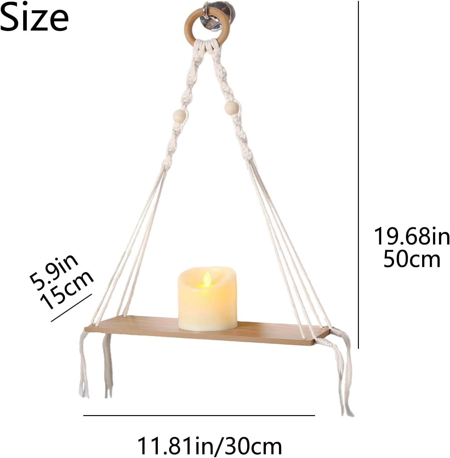 Macrame Floating Shelves No Drilling 1 Tier Design