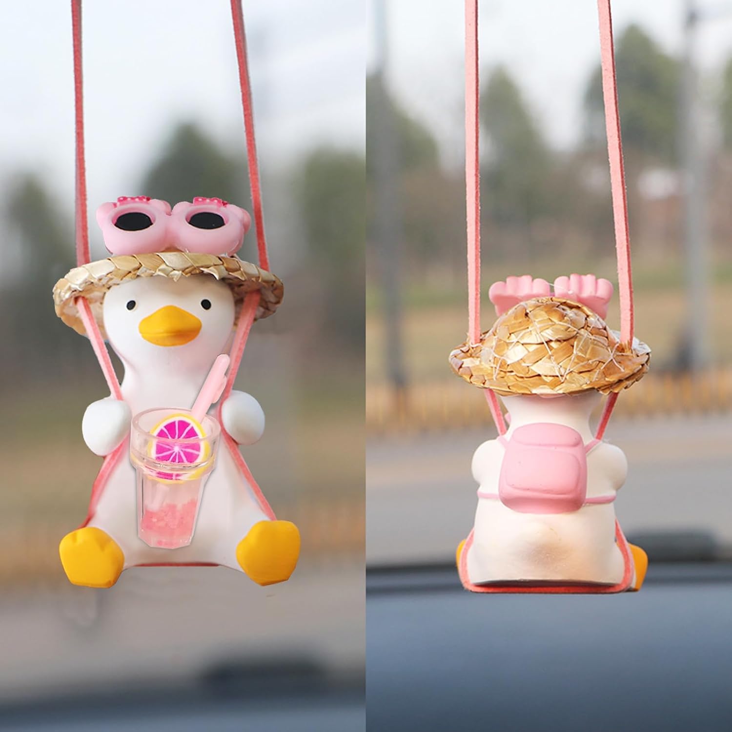 Cool Swinging Duck Car Mirror Ornament Grapefruit
