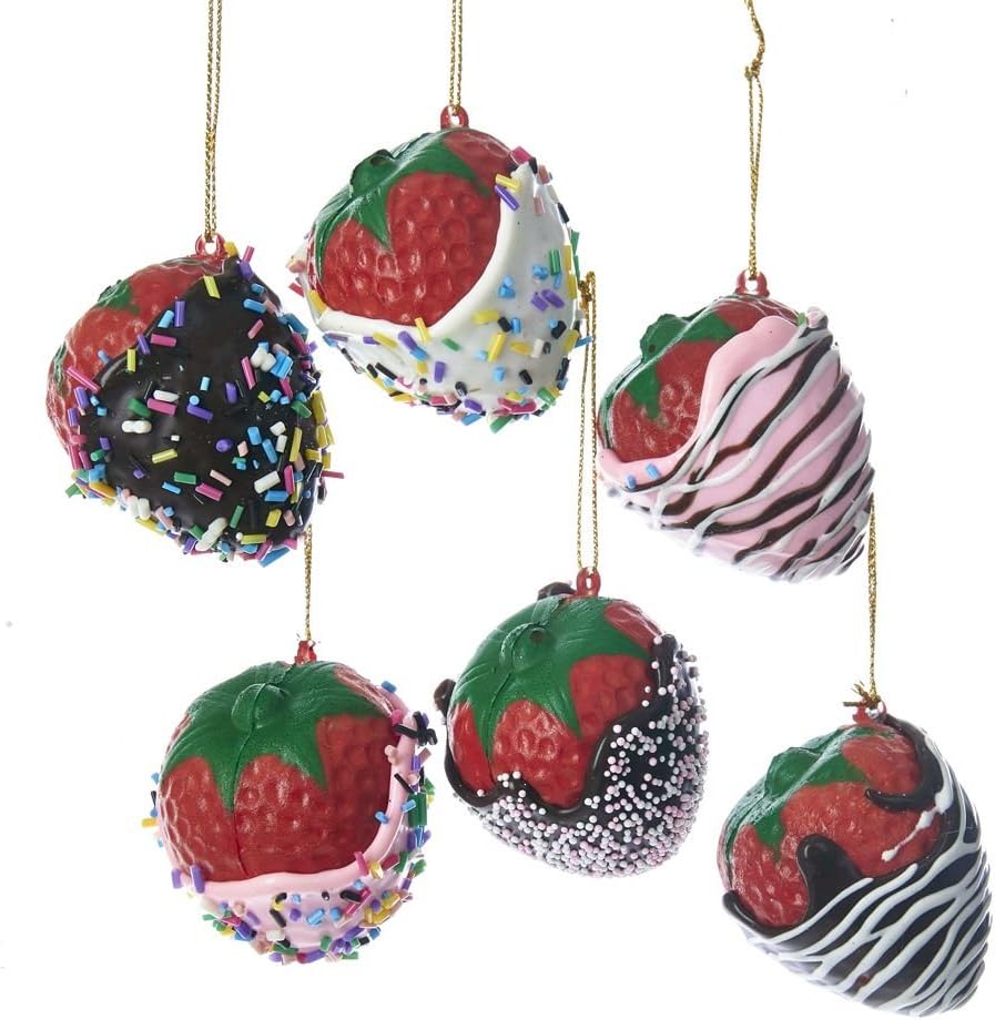 Kurt Adler Chocolate Covered Strawberries Hanging Ornament 2 6A