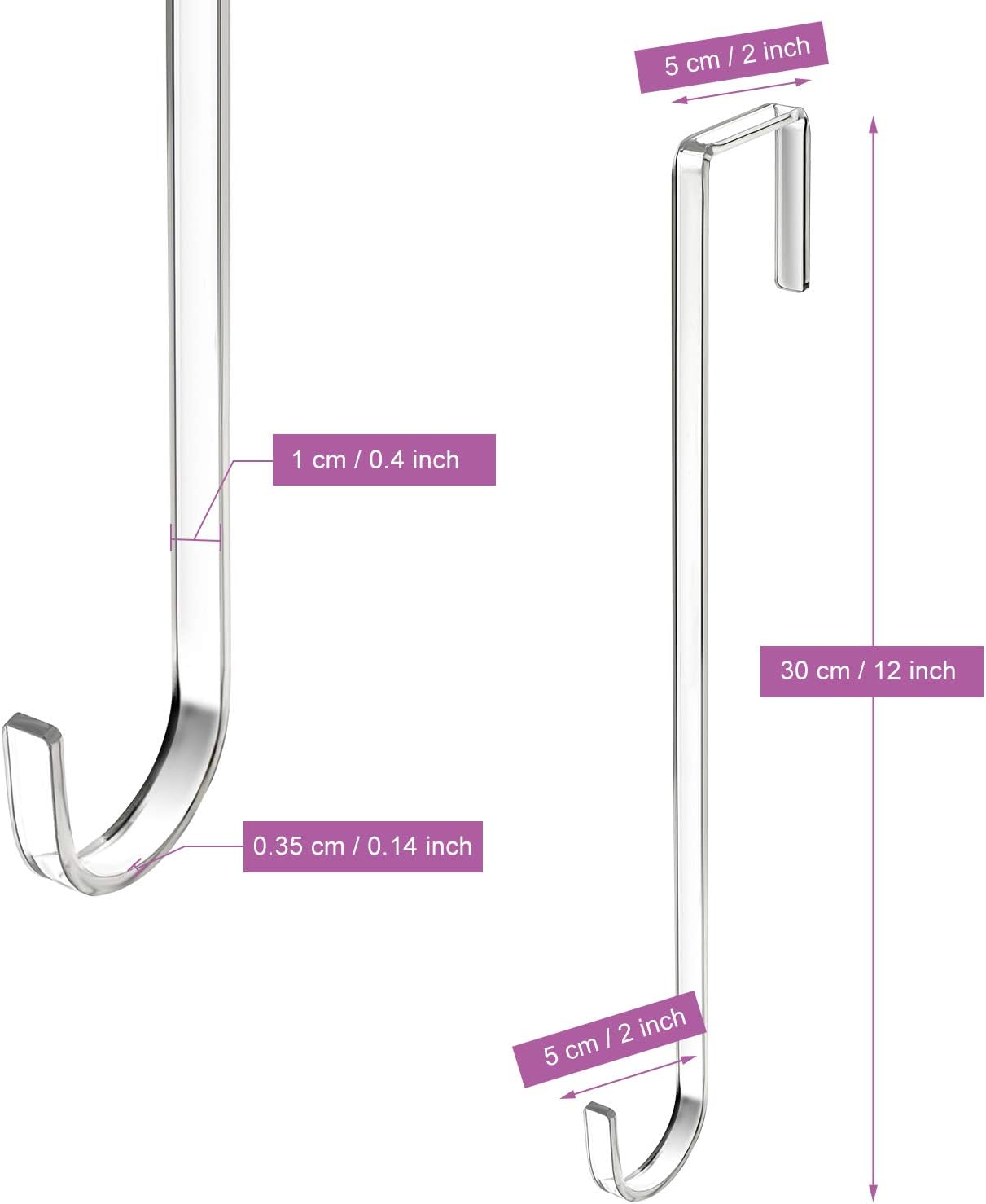Ripeng 2pcs 12 Inch Plastic Wreath Hanger for Front Door