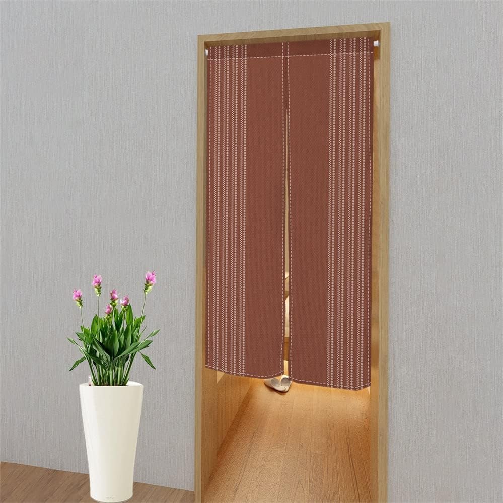 Leowefowa Japanese Noren Door Curtain Panel 335x59 Inch Beads Brick Red