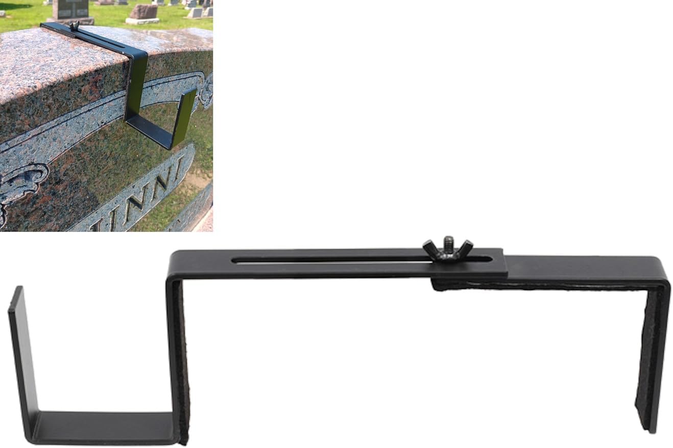 Carson Adjustable Headstone Wreath Holder - Black Metal