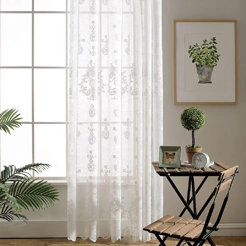 Iuokuby Solid Color Jacquard Window Curtains 1 Panel