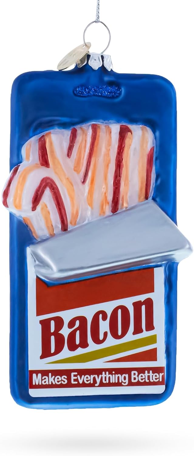 BestPysanky Bacon Pack Blown Glass Christmas Ornament