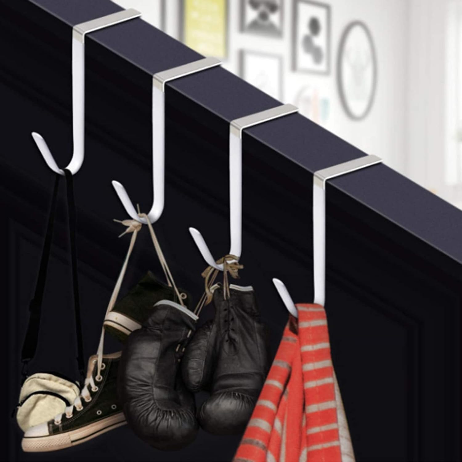 Black Wreath Hanger for Front Door Metal Hook Holder