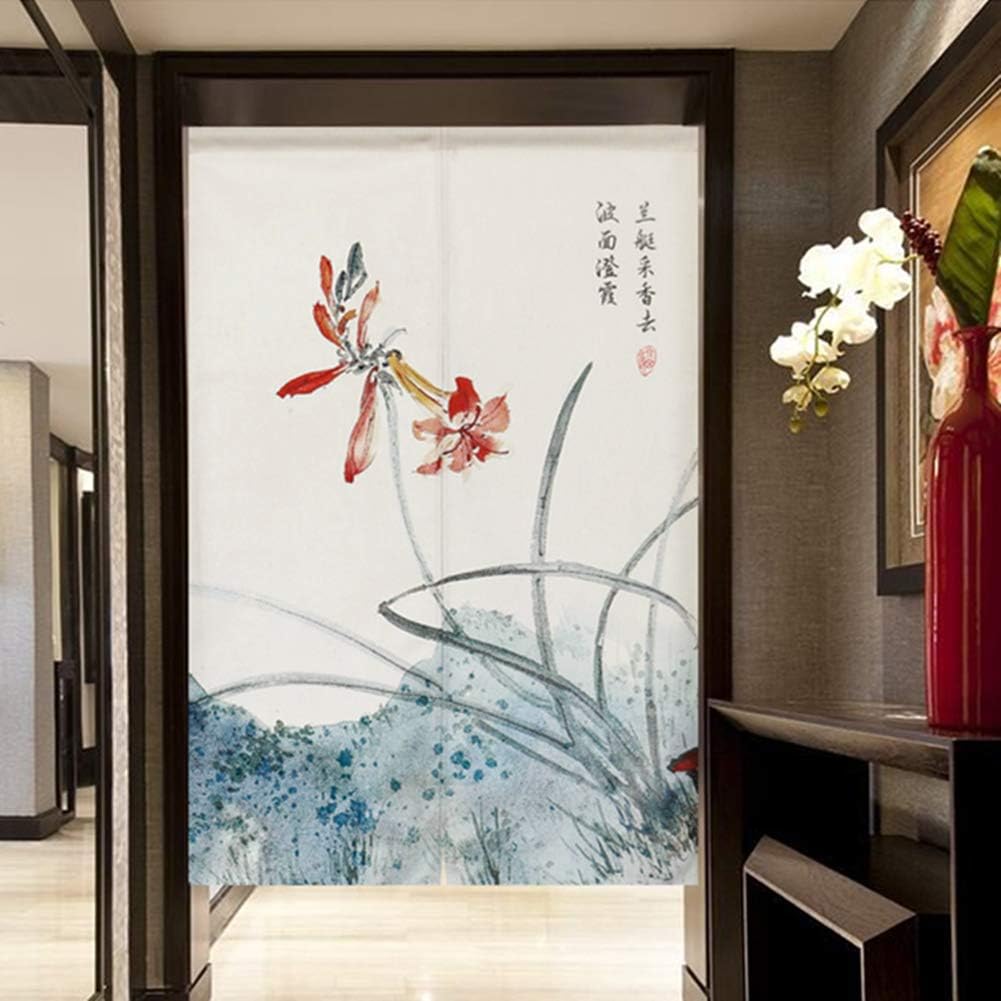 BAIHT HOME Noren Curtain Lotus Design Door Panel 33x47
