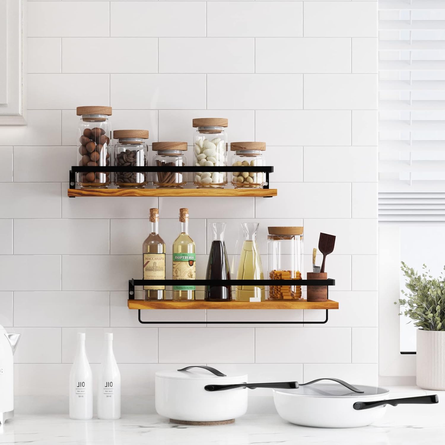 Floating Shelves for Wall Set of 2 Carbonized Black