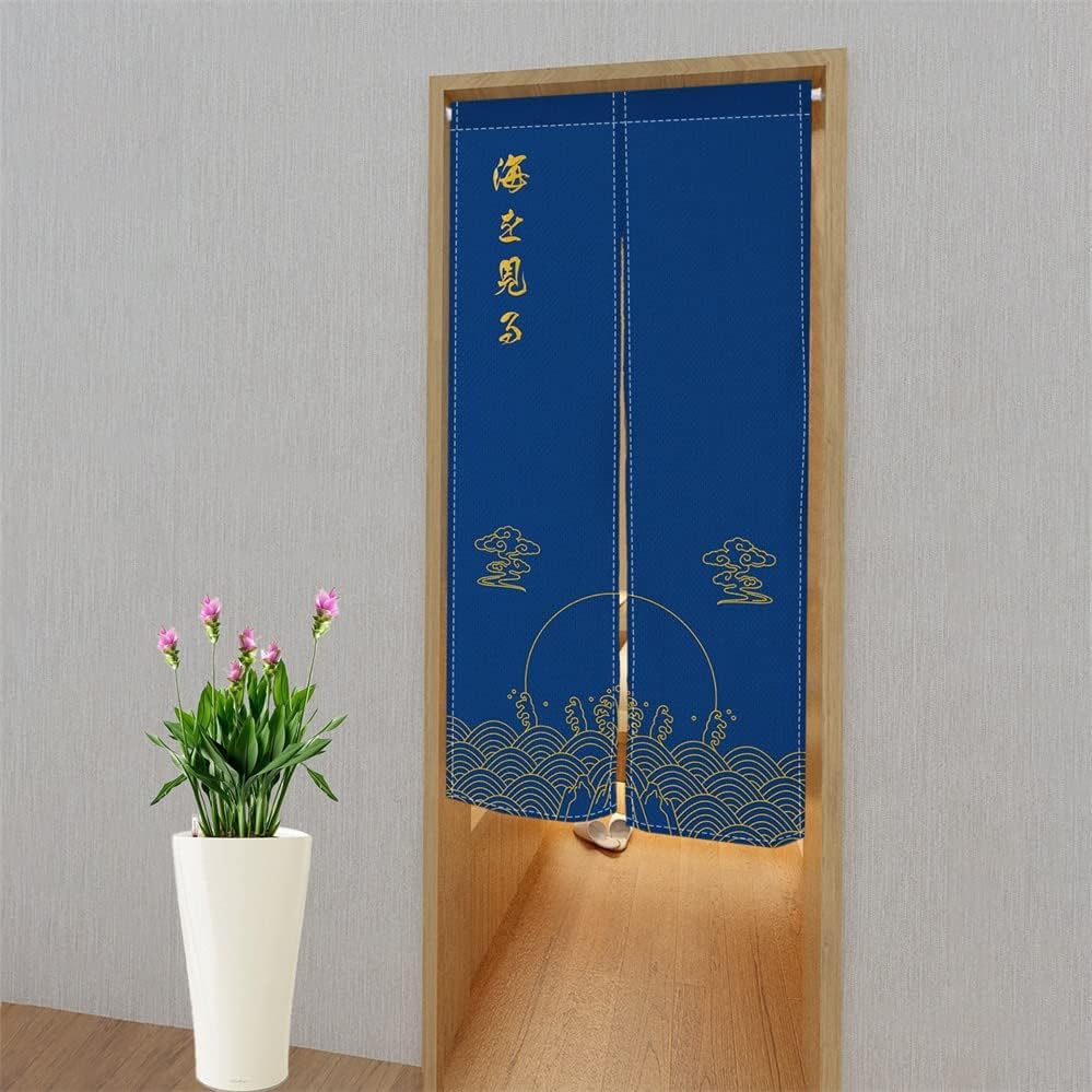 Leowefowa Japanese Noren Curtain with Lucky Clouds Design