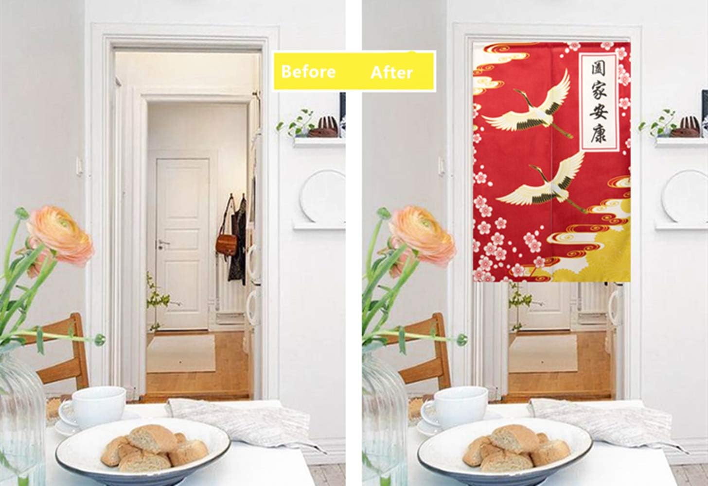 BAIHT HOME Door Curtain Cotton Linen Handcrafted Noren Panel