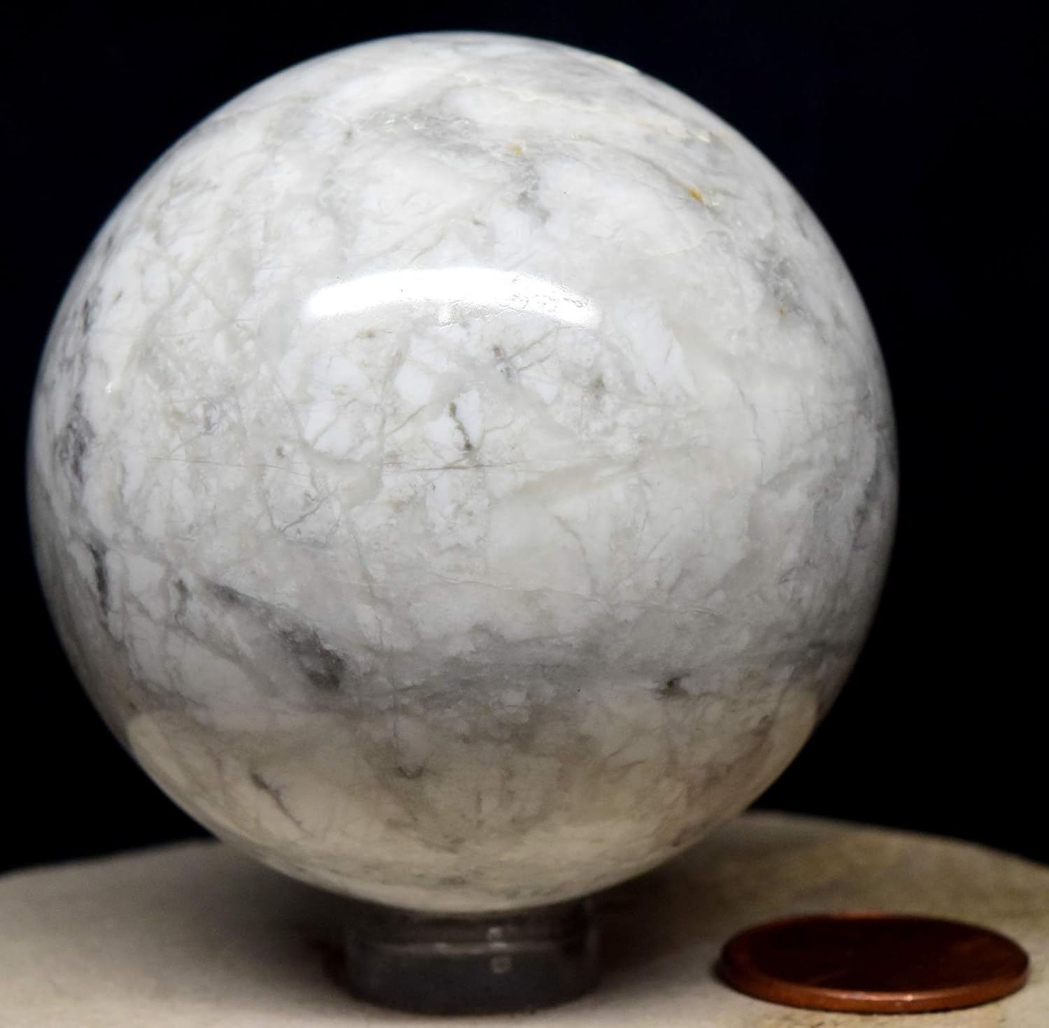 21 White Howlite Sphere with Stand