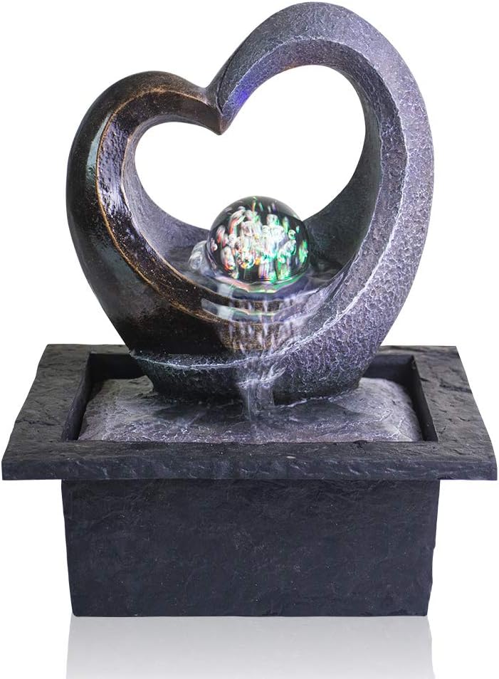 Ferrisland Tabletop Water Fountain with LED Light