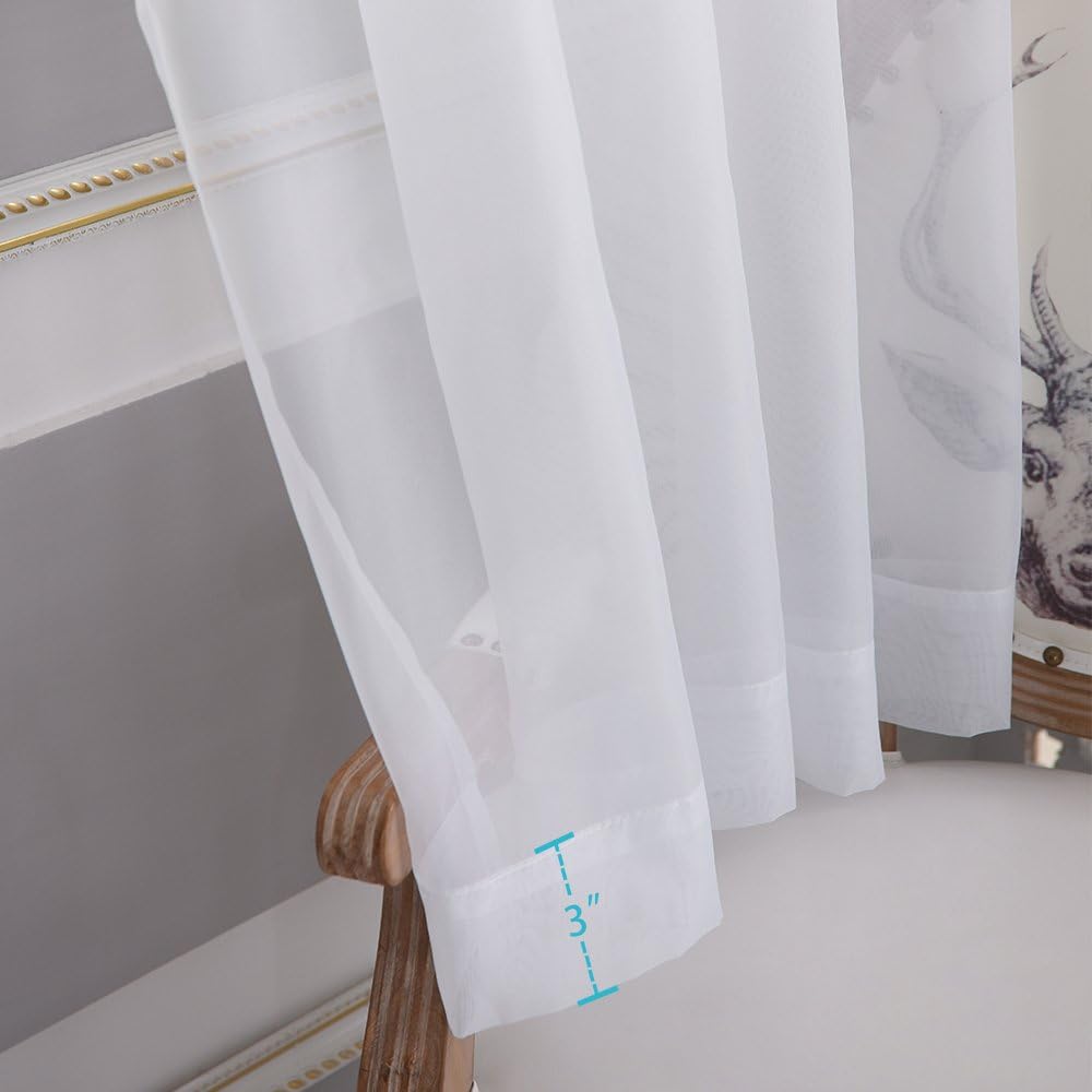 NICETOWN Sheer Curtain Panel for Sliding Doors - White 100x108