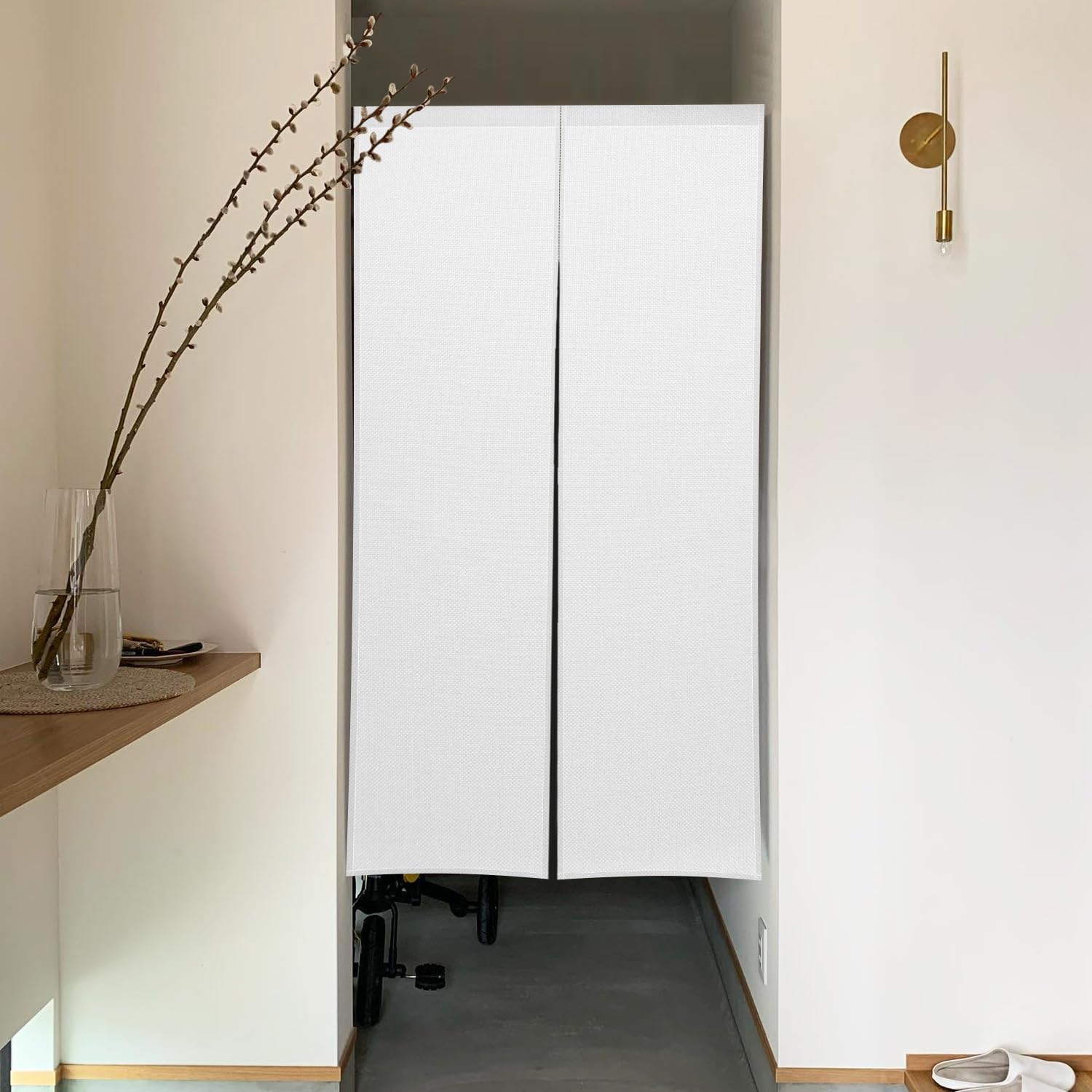 Leowefowa Pure White Japanese Noren Door Curtain