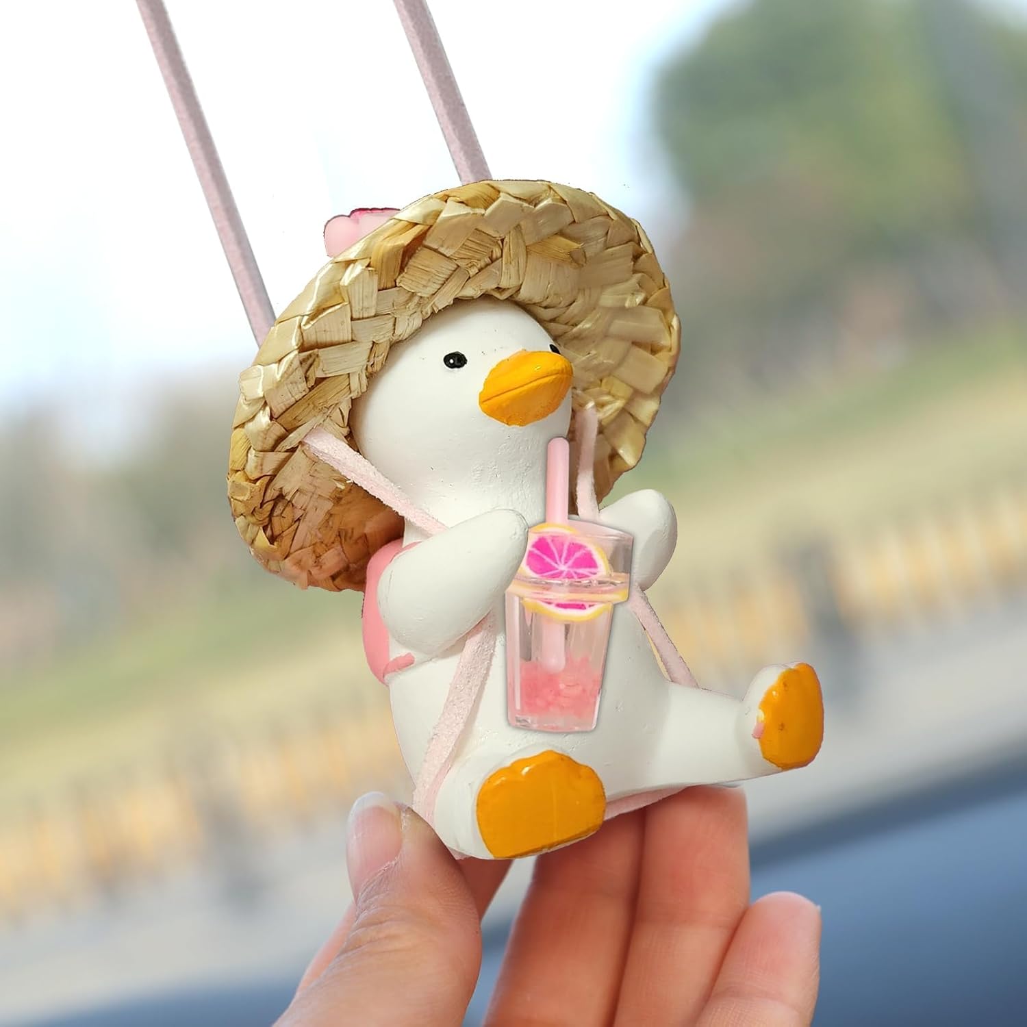 Cool Swinging Duck Car Mirror Ornament Grapefruit
