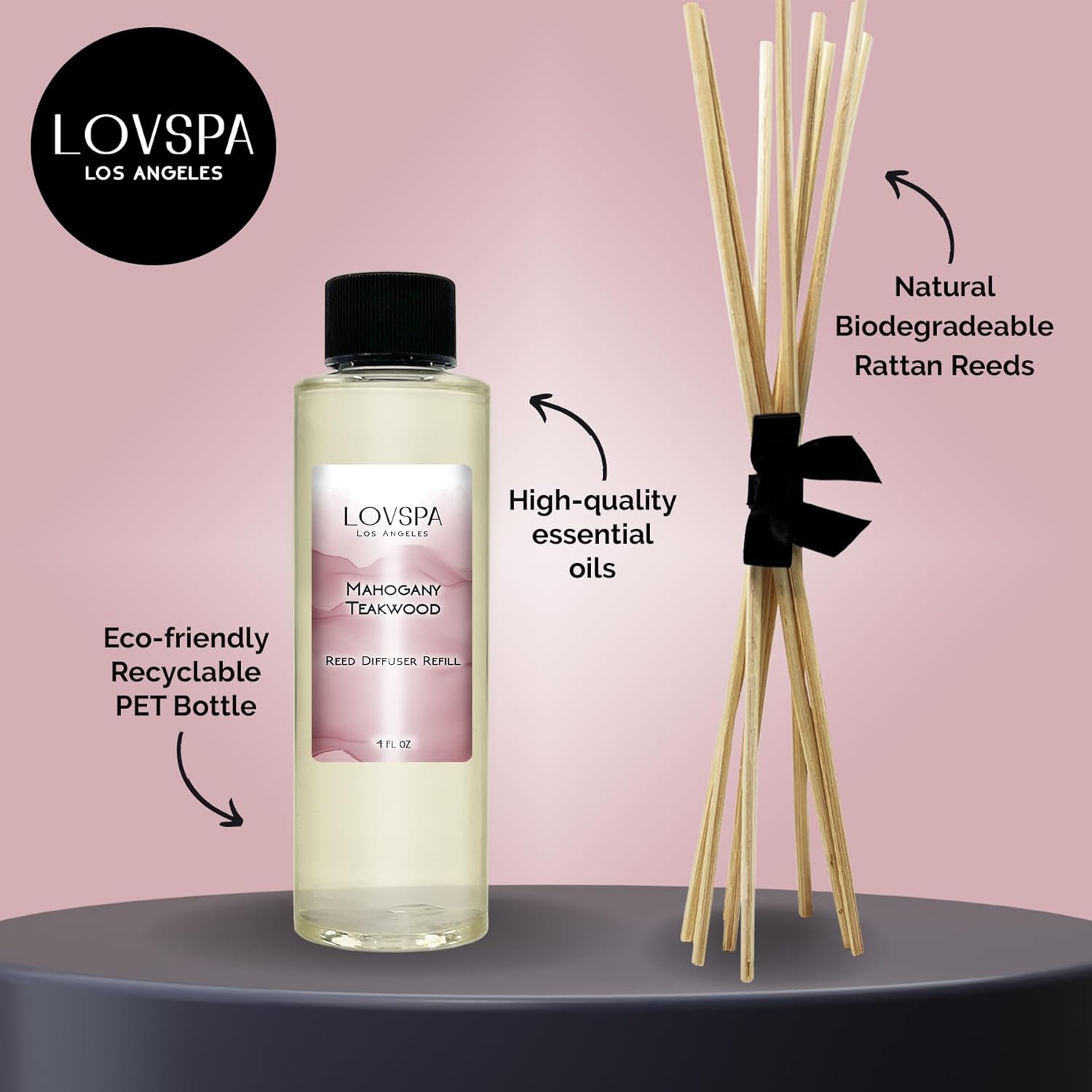 LOVSPA Mahogany Teakwood Reed Diffuser Refill 4 oz