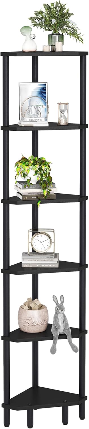 6 Tier Corner Shelf Stand LCS502B Black