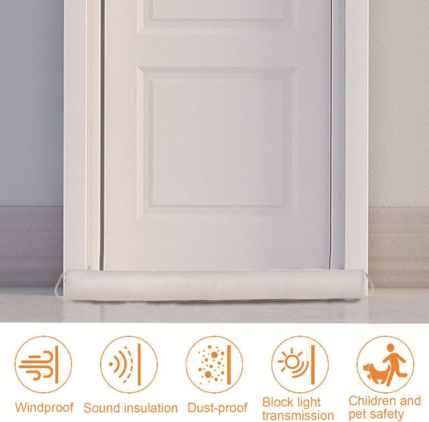 Door Drafts Stopper with Hanging Loop and Weighted Glass Beads