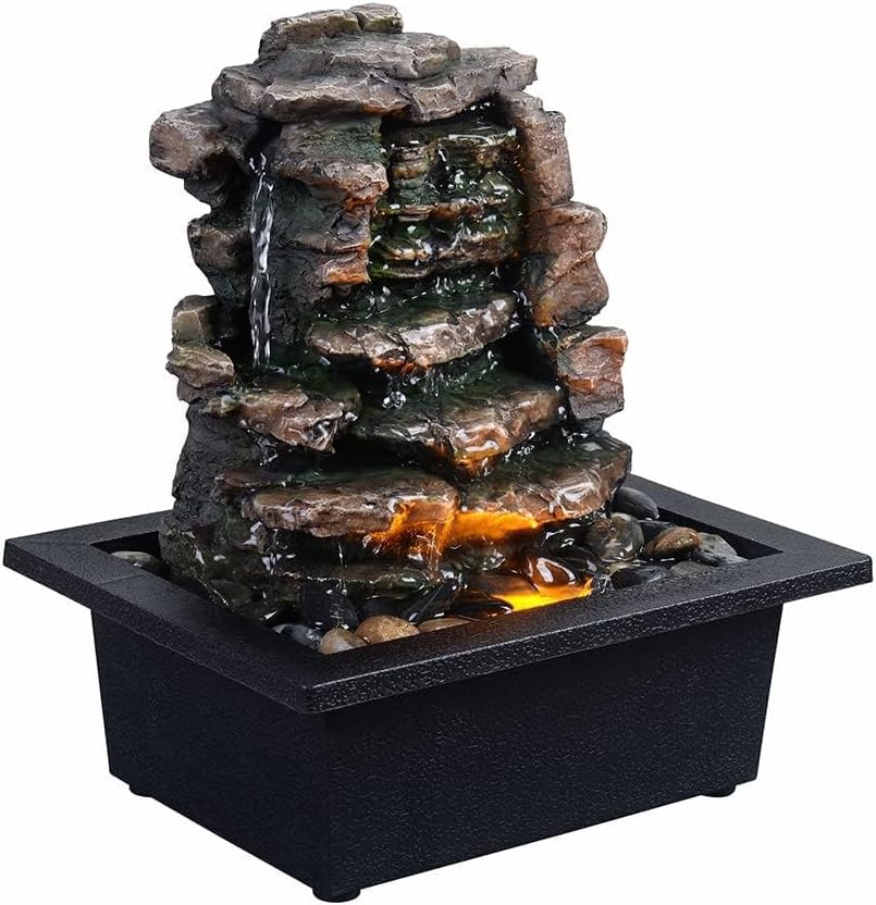 GOSSI Indoor Waterfall Fountain with LED Lights