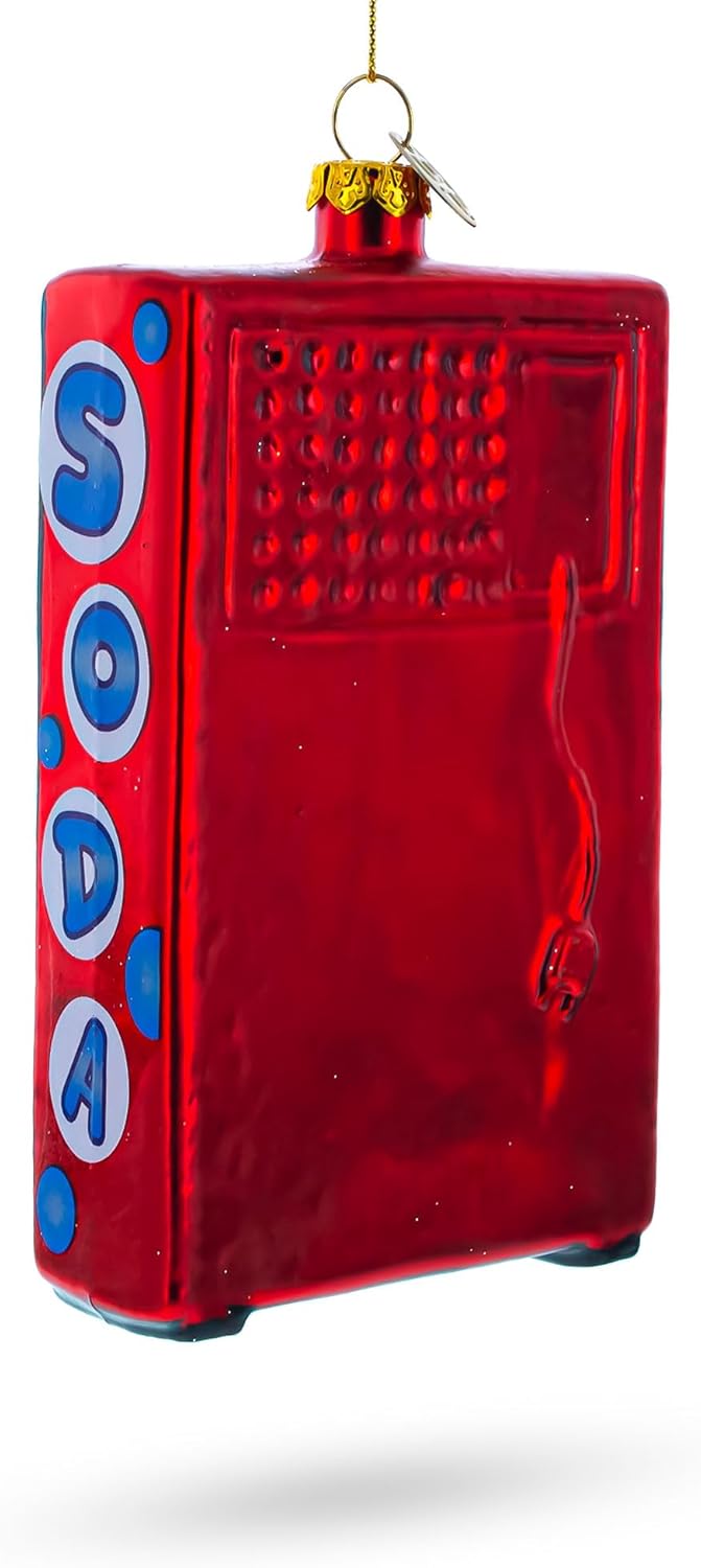 Quirky Soda Vending Machine Blown Glass Christmas Ornament 1