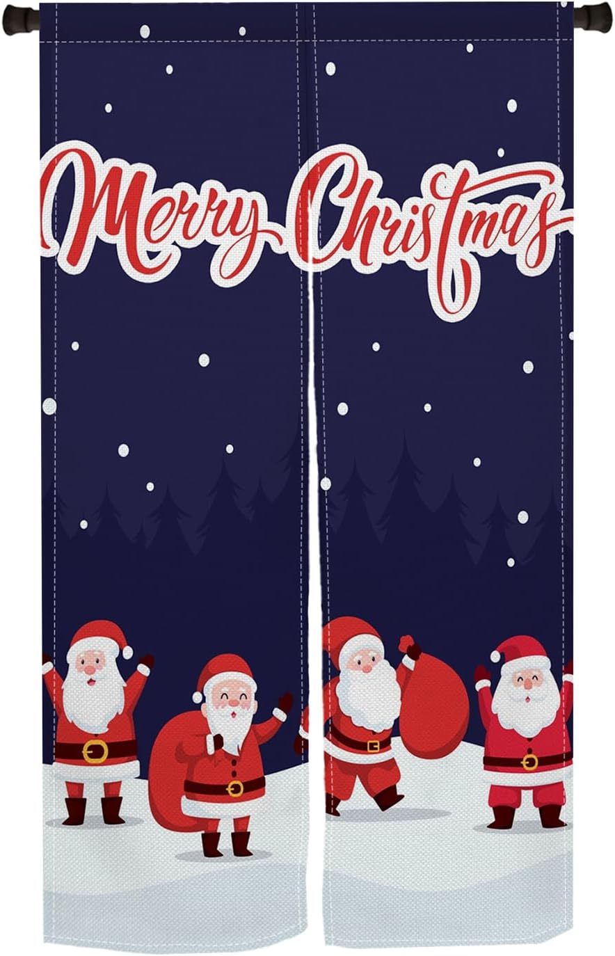 Japanese Noren Door Curtain with Snowman Christmas Design