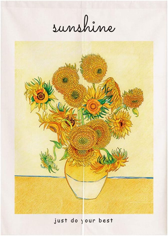 Japanese Noren Curtain Sunflower Doorway Decor