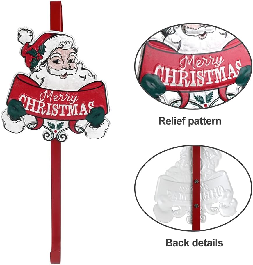 All Chic Christmas Wreath Hanger for Front Door with Santa Hook