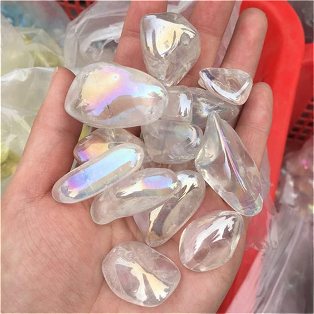 PEKMAR Natural Rainbow Quartz Tumbled Stones 200g White