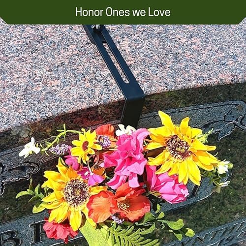 Carson Adjustable Headstone Wreath Holder - Black Metal