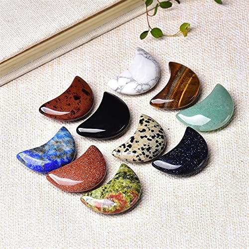 AtkitS White Turquoise Crescent Moon Shaped Crystal Decoration