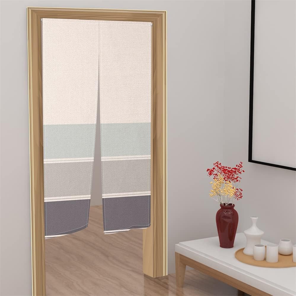Leowefowa Japanese Noren Door Curtain 335 x 59 Blue Grey Black