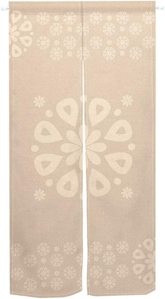 Leowefowa Noren Curtain Panel Flowers Printed Beige 335 x 472