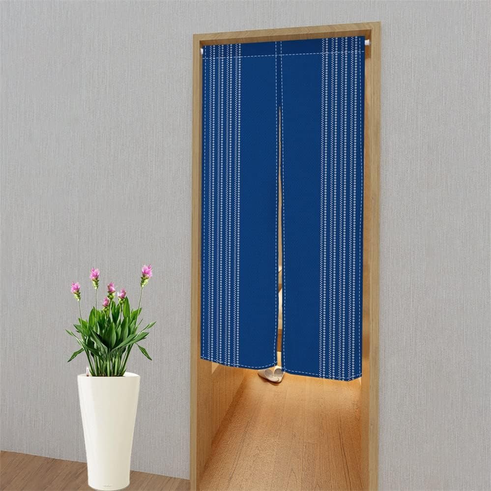 Leowefowa Japanese Noren Door Curtain Panel 335x59 In Royal Blue
