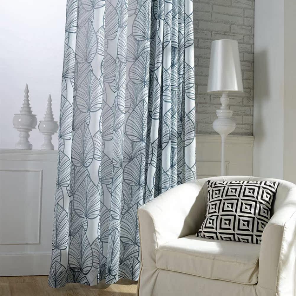 Simple European Style Semi Sheer Curtain Panel Blue