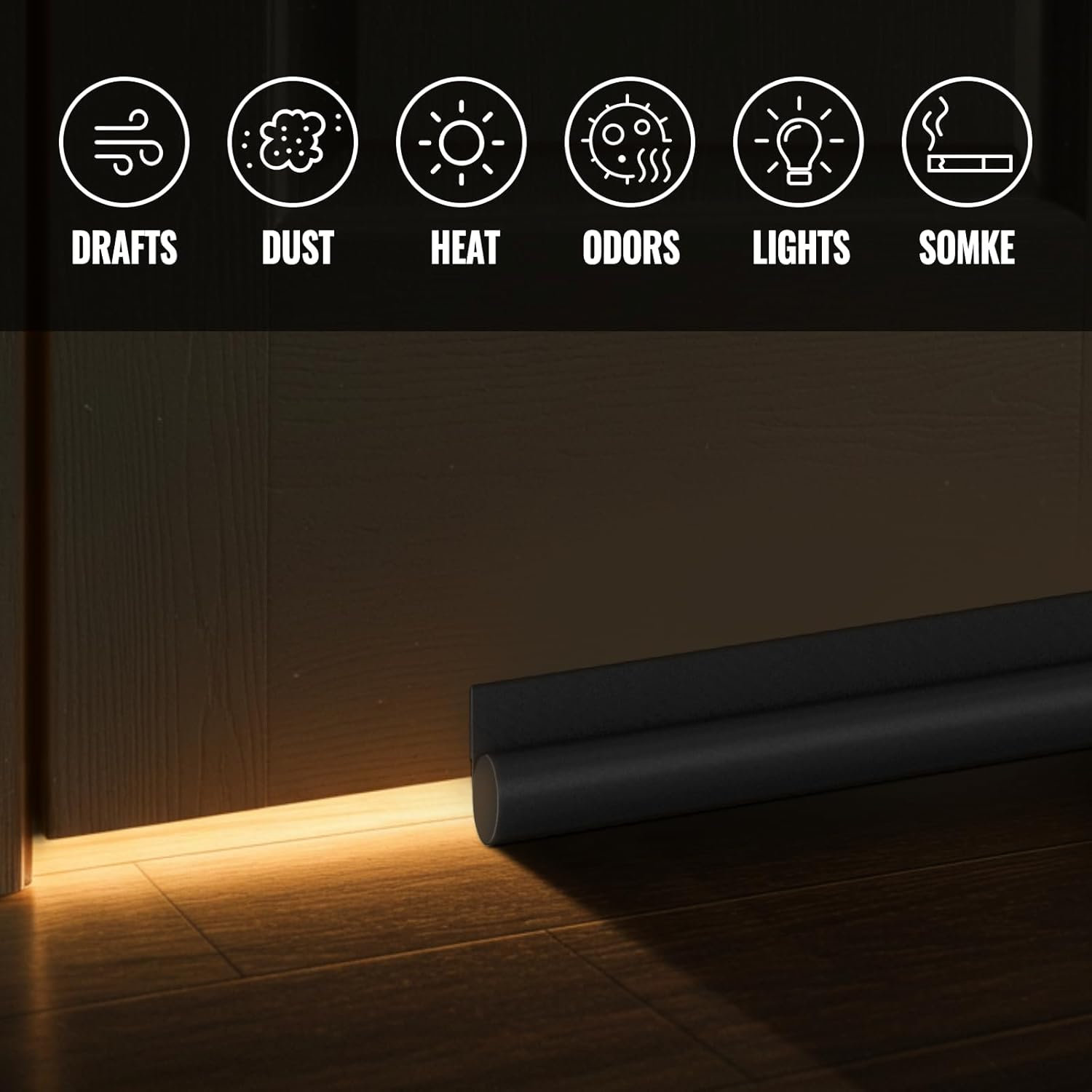 OSAMEDA Door Draft Stopper - 35-35 Inch Black