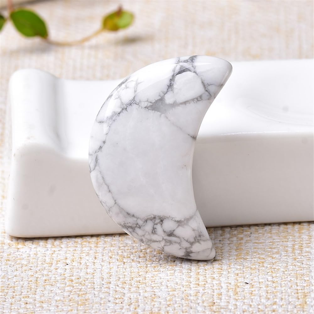 AtkitS White Turquoise Crescent Moon Shaped Crystal Decoration