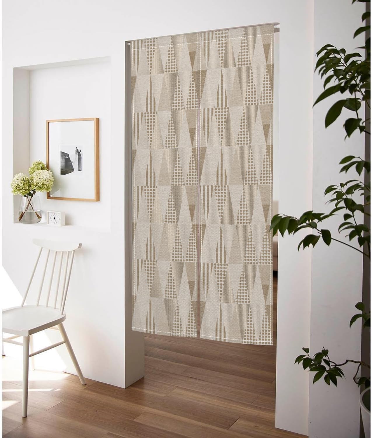 Japanese Noren Door Curtain with Abstract Pattern - 34 x 60 Brown