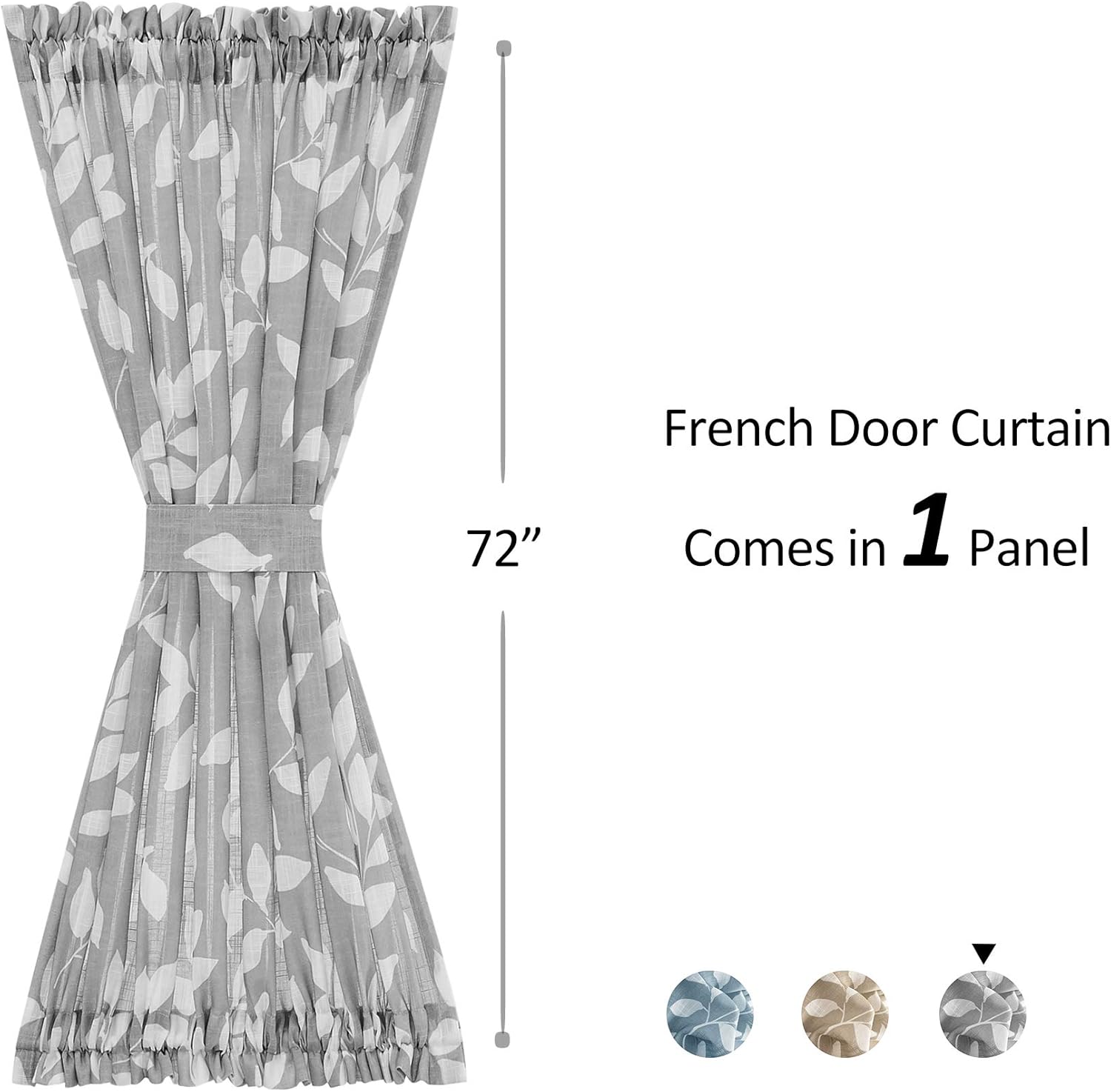 Treatmentex Leaf Print Curtain Panels for French Doors
