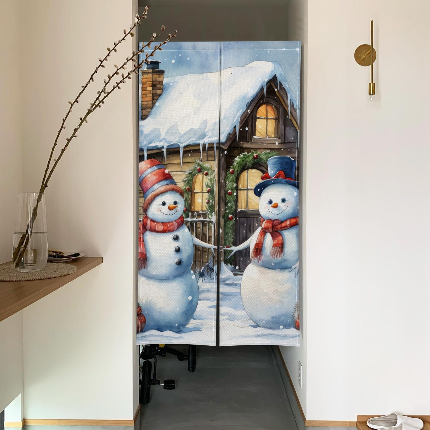 ChloropLastid Snowman Noren Door Curtain 34x60 Inch