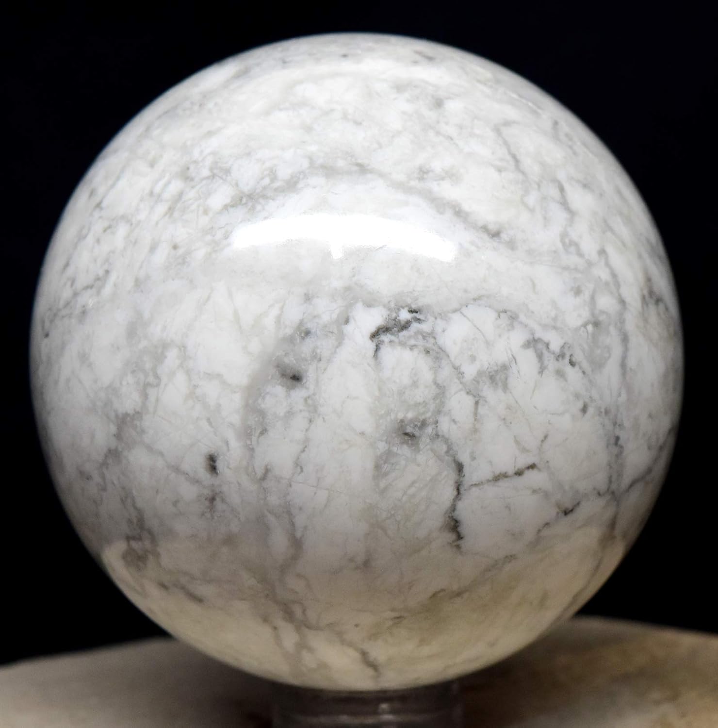 21 White Howlite Sphere with Stand