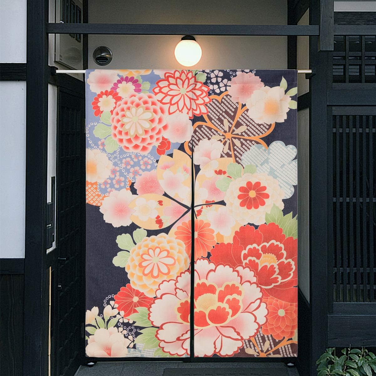 Cotton Linen Flower Print Japanese Noren Curtain 335x472 Inches