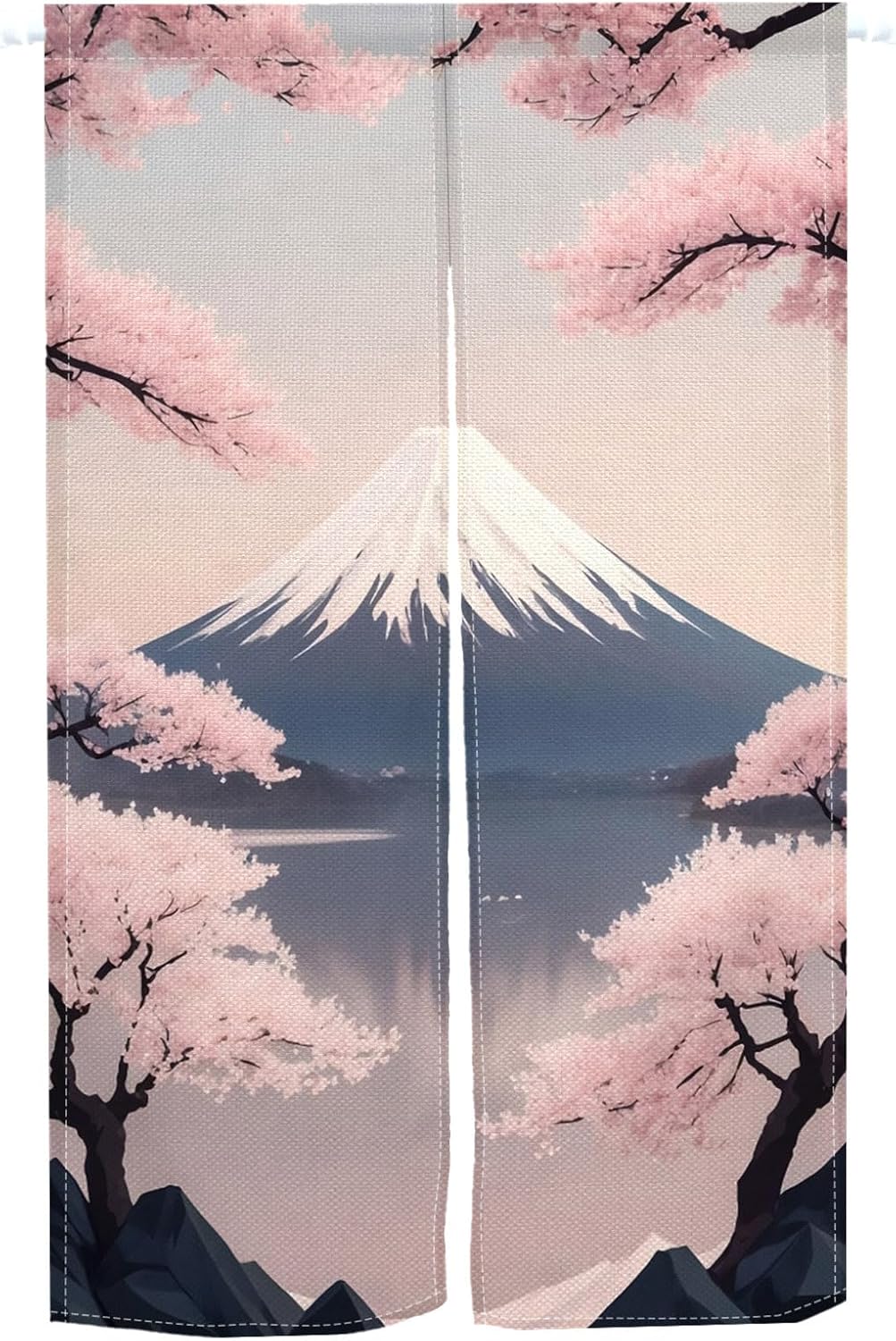 Leowefowa Japanese Noren Curtain Pink Cherry Blossom Panel 34x60