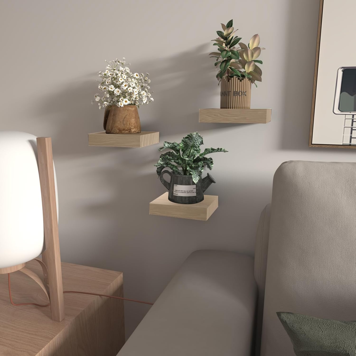 PopiShelves 3 Piece 6 Inch Wall Floating Shelves Set