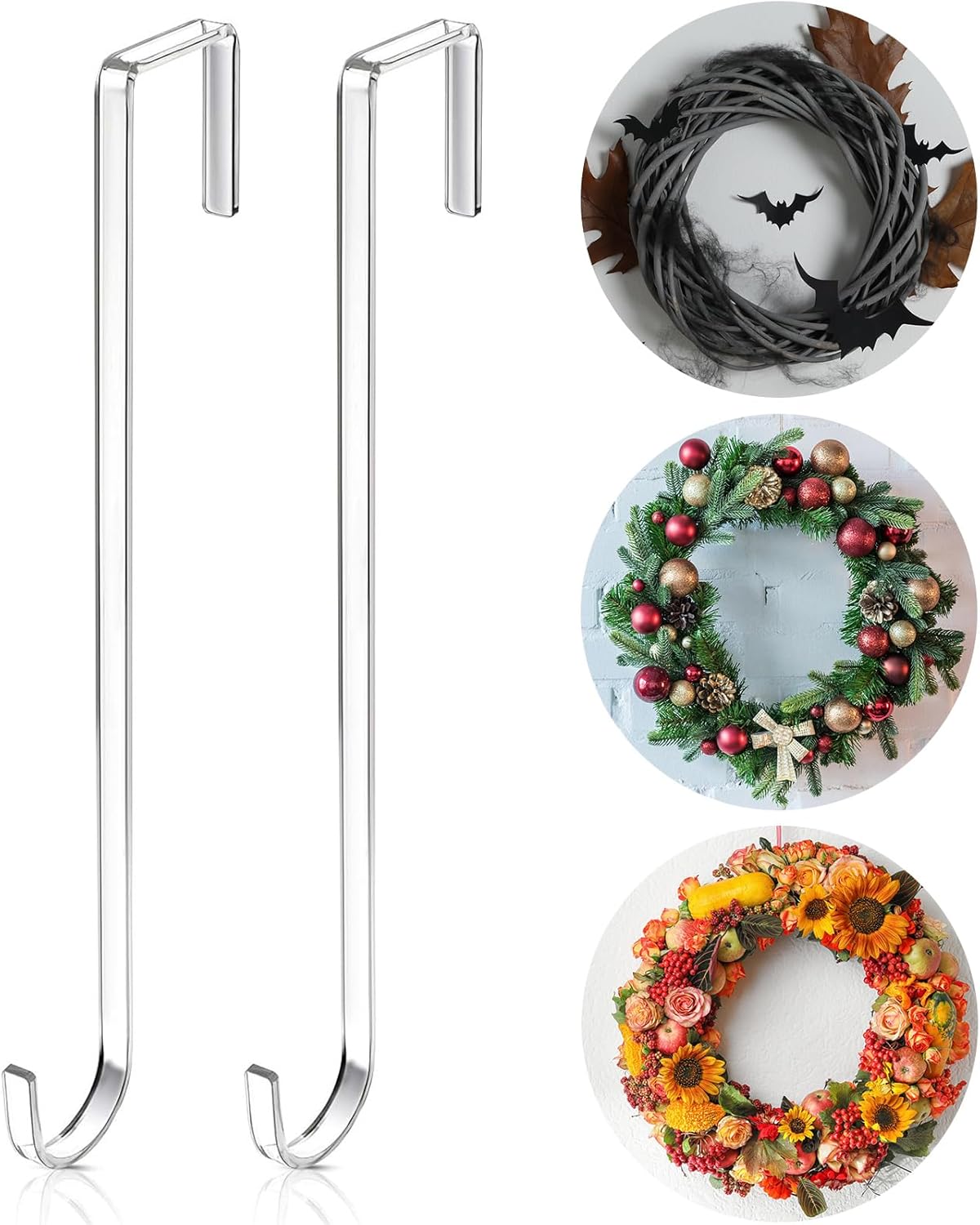 Ripeng 2pcs 12 Inch Plastic Wreath Hanger for Front Door