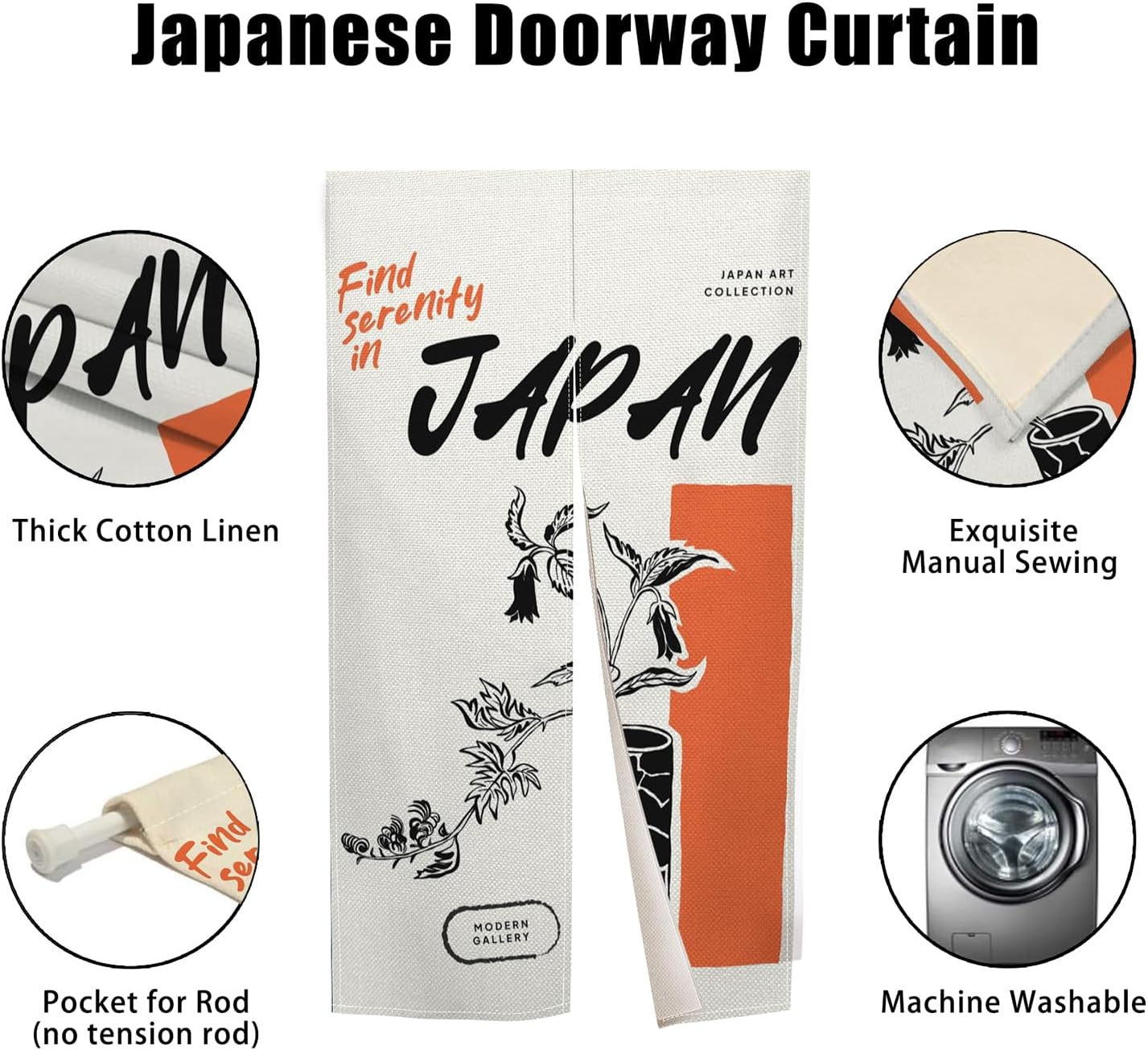 Japanese Noren Door Curtain Panel 34x60