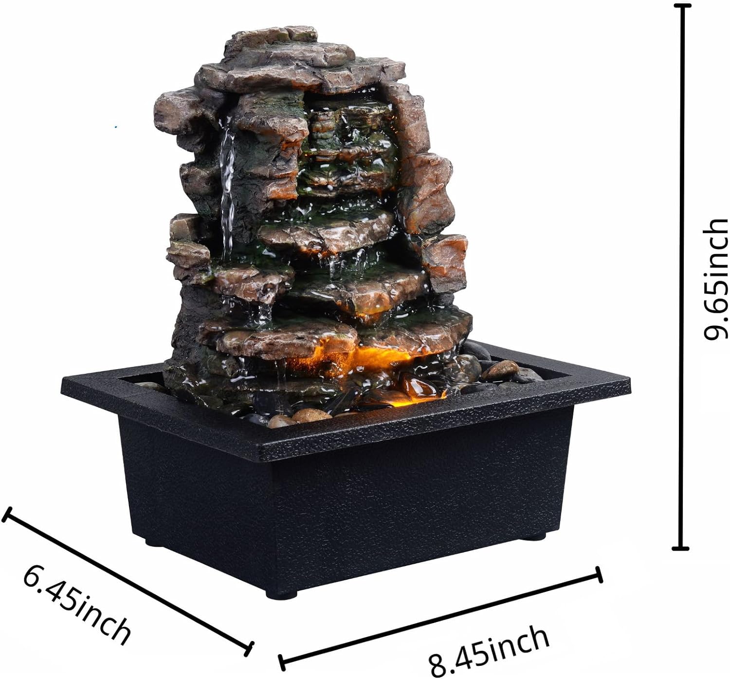 GOSSI Indoor Waterfall Fountain with LED Lights